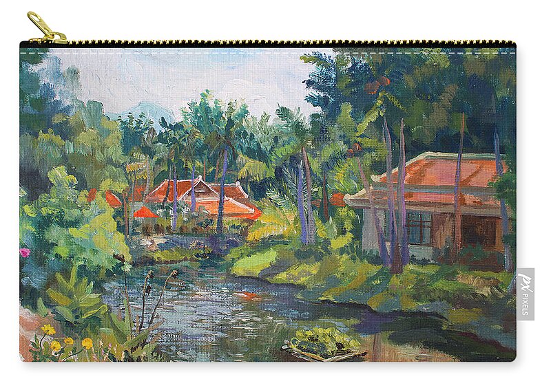 Thailand Zip Pouch featuring the painting Samui Life by Alina MalyKhina