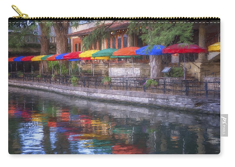 San Antonio Zip Pouch featuring the photograph San Antonio Riverwalk Colors by Joan Carroll