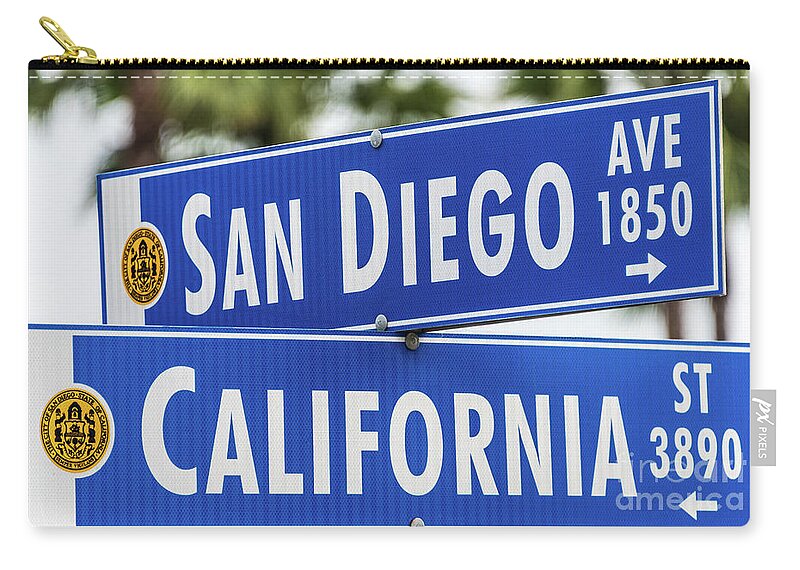 California St Zip Pouch featuring the photograph San Diego and California Street Sign by David Levin