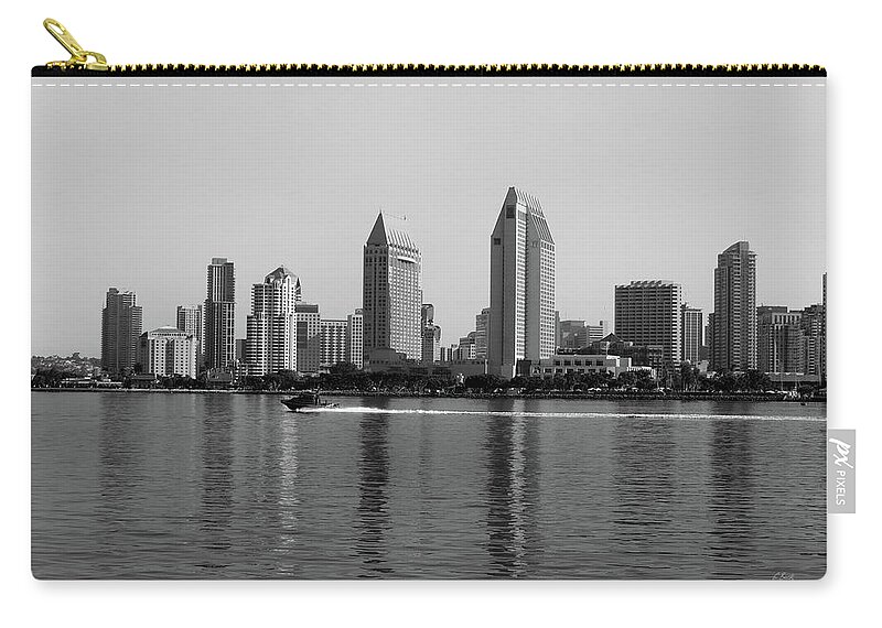 Sepia Zip Pouch featuring the photograph San Diego Bay View by Gordon Beck