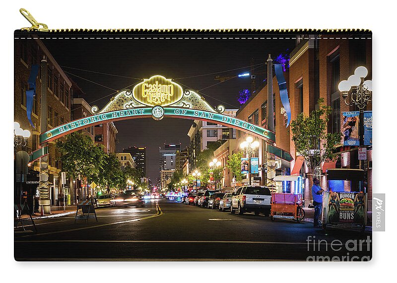 Gaslamp Quarter Carry-all Pouch featuring the photograph San Diego Gaslamp Quarter at Night by David Levin