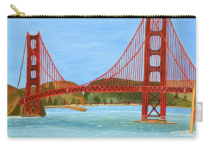 San Francisco Zip Pouch featuring the painting San Francisco Bridge by Magdalena Frohnsdorff