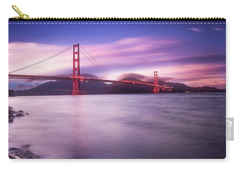 Golden Gate Zip Pouch featuring the photograph San Francisco Bridge by Philippe Sainte-Laudy