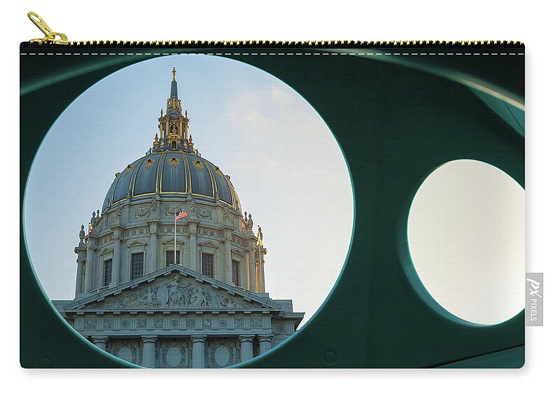 Structure Zip Pouch featuring the photograph San Francisco City Hall 2 by Jonathan Nguyen