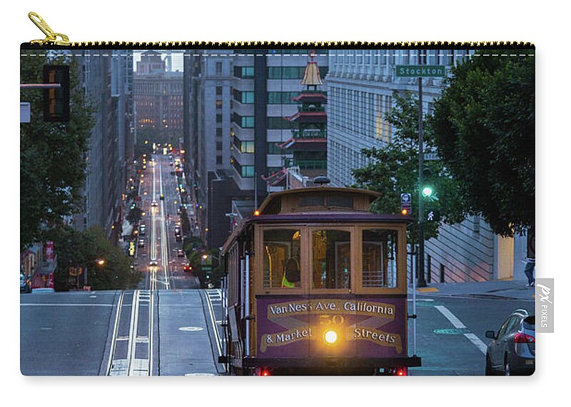 Alcatraz Zip Pouch featuring the photograph San Francisco Morning Commute by JR Photography
