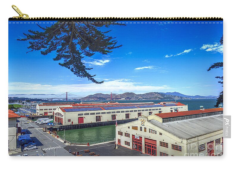 Bay Zip Pouch featuring the photograph San Francisco Wharf by David Zanzinger