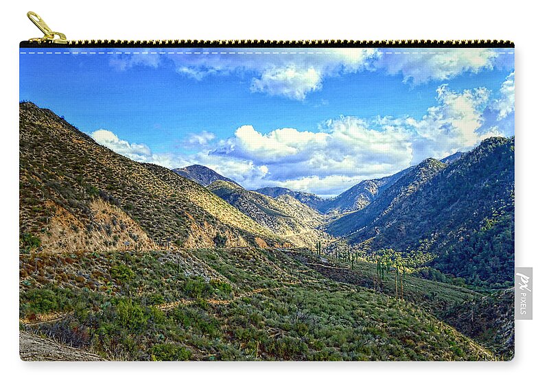 Mccarthy Art Zip Pouch featuring the photograph San Gabriel Mountains by Glenn McCarthy Art and Photography