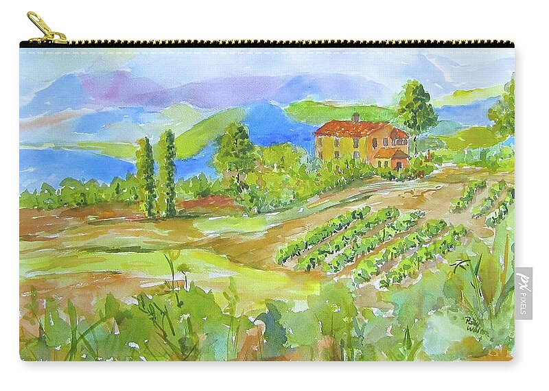 Tuscany Zip Pouch featuring the painting Vineyard at San Gimignano by Patsy Walton
