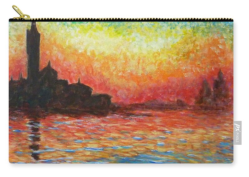 San Giorgio Maggiore Zip Pouch featuring the painting San Giorgio at Dusk by Amelie Simmons