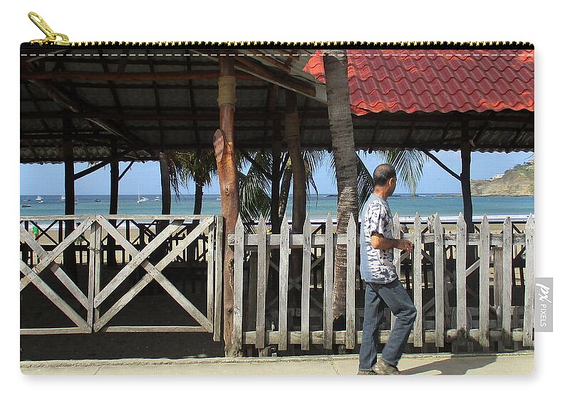 Nicaragua Zip Pouch featuring the photograph San Juan Del Sur Fence by Randall Weidner