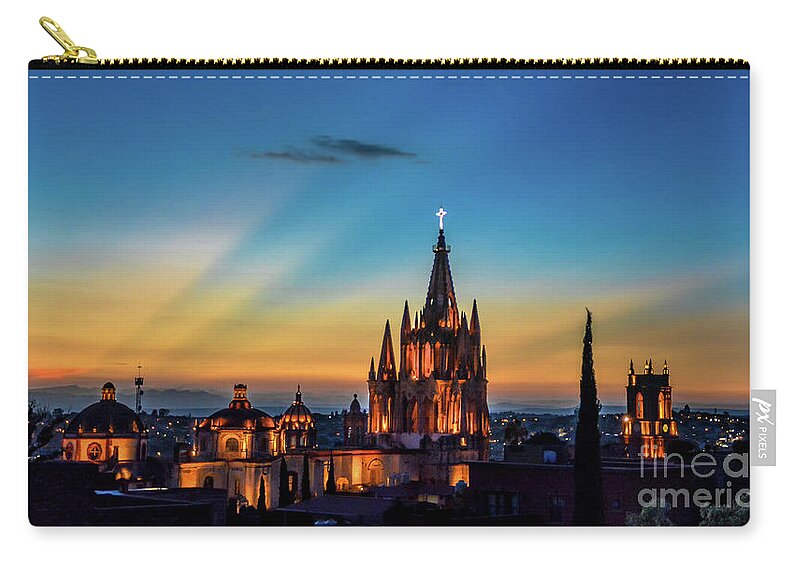 Sunset Zip Pouch featuring the photograph San Miguel Sunset by David Meznarich