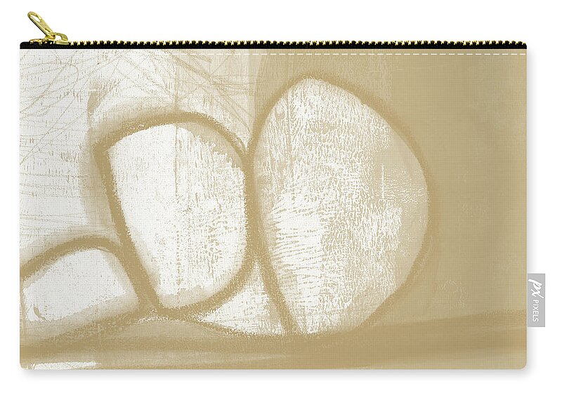 Abstract Zip Pouch featuring the painting Sand and Stone 1- Contemporary Abstract Art by Linda Woods by Linda Woods