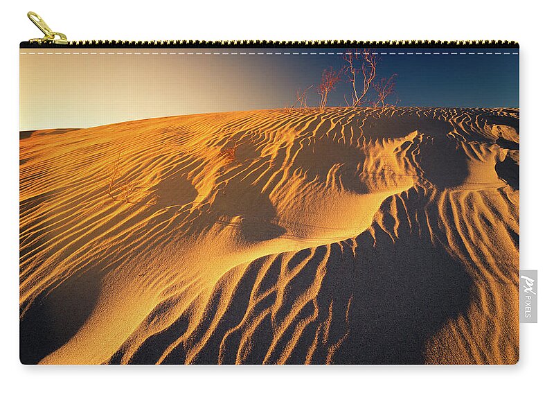 California Zip Pouch featuring the photograph Sand dune flux lines by William Lee