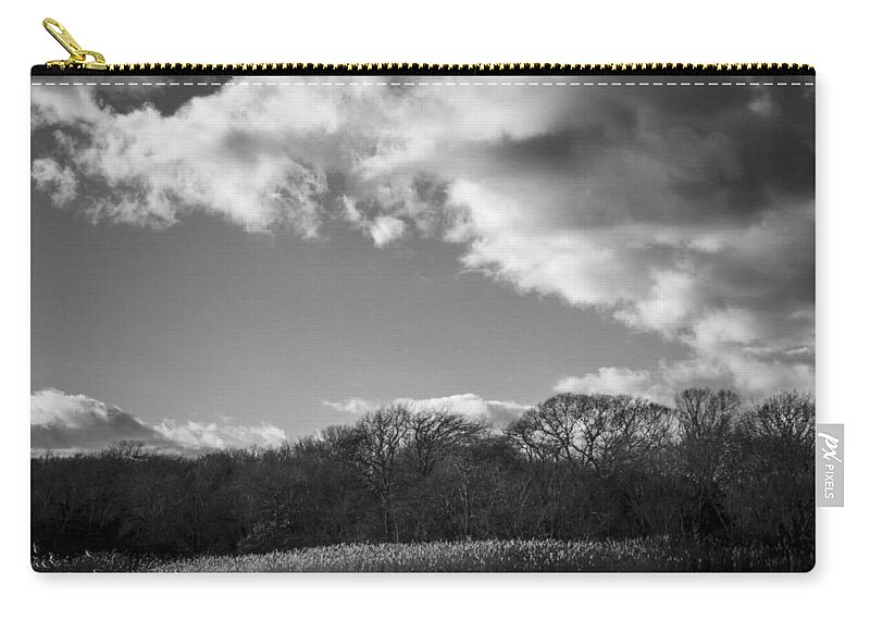 B&w Zip Pouch featuring the photograph Sandwich Marsh by Frank Winters