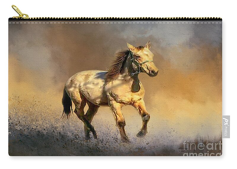 Horses Zip Pouch featuring the mixed media Sandy by DB Hayes