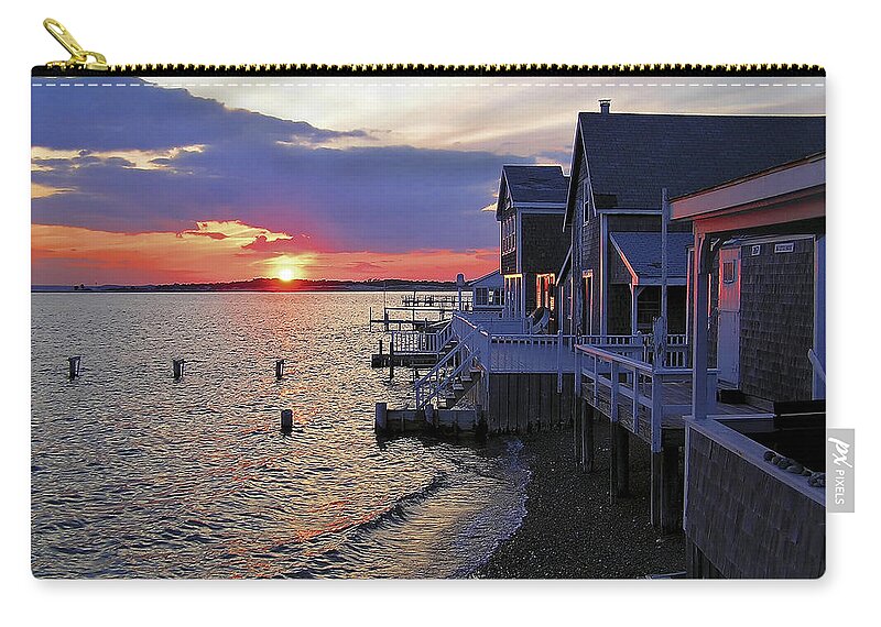 Sandy Neck Zip Pouch featuring the photograph Sandy Neck Sunset at the Cottages by Charles Harden