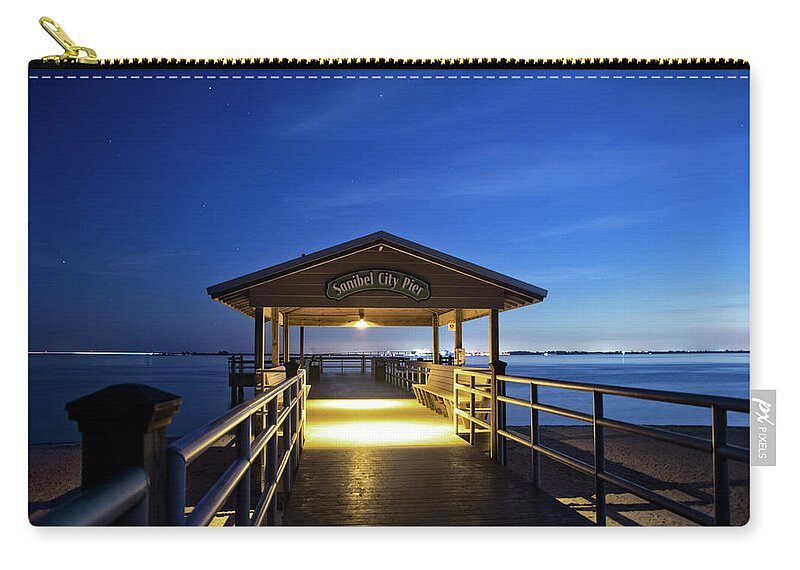 Sanibel City Pier Zip Pouch featuring the photograph Sanibel City Pier by Greg and Chrystal Mimbs