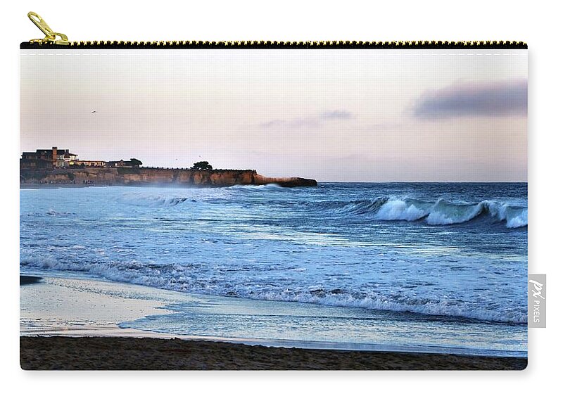 Santa Cruz Zip Pouch featuring the photograph Santa Cruz Bay Waves by Marilyn MacCrakin
