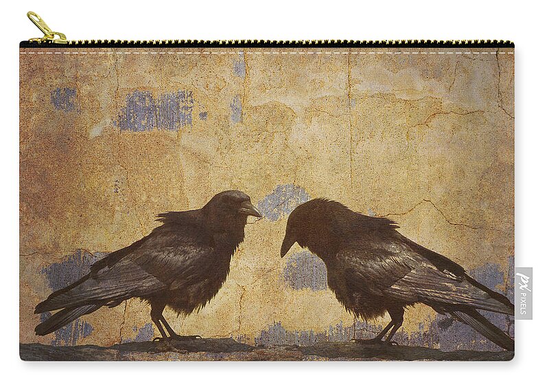 Crow Zip Pouch featuring the photograph Santa Fe Crows by Carol Leigh