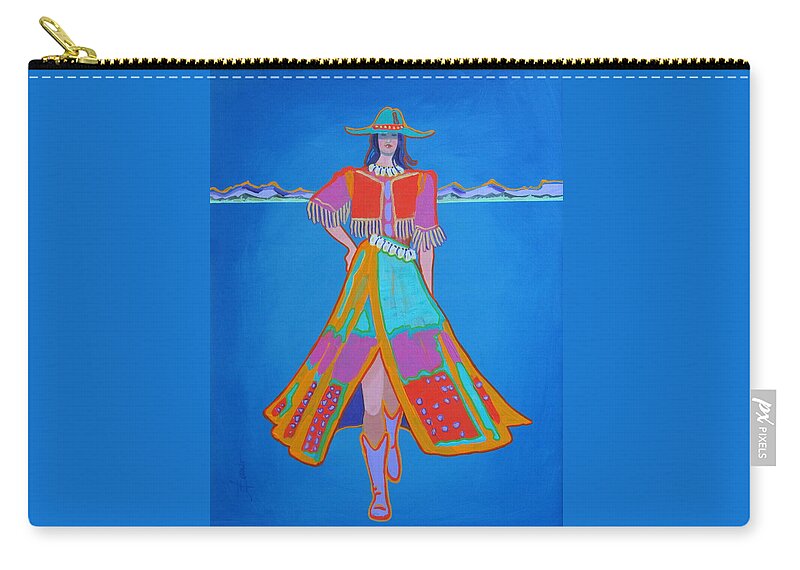 Woman Zip Pouch featuring the painting Santa Fe Girl by Adele Bower