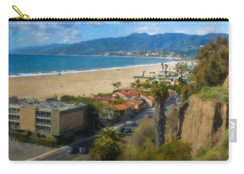 Santa Monica Zip Pouch featuring the photograph Santa Monica CA Steps Palisades Park Bluffs by David Zanzinger