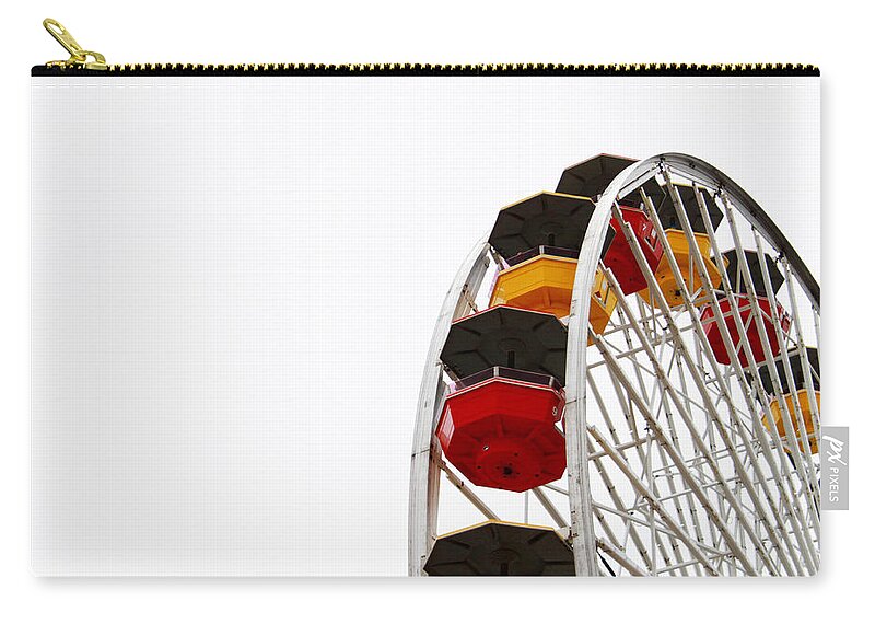 Ferris Wheel Zip Pouch featuring the photograph Santa Monica Pier Ferris Wheel- by Linda Woods by Linda Woods