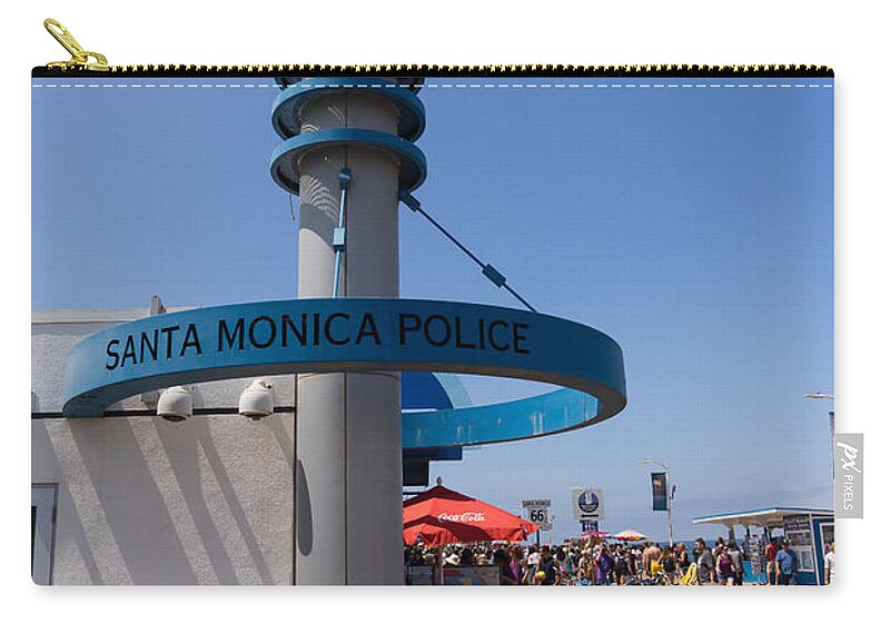 Santa Monica Zip Pouch featuring the photograph Santa Monica Police at Santa Monica Pier in Santa Monica California DSC3675 by Wingsdomain Art and Photography