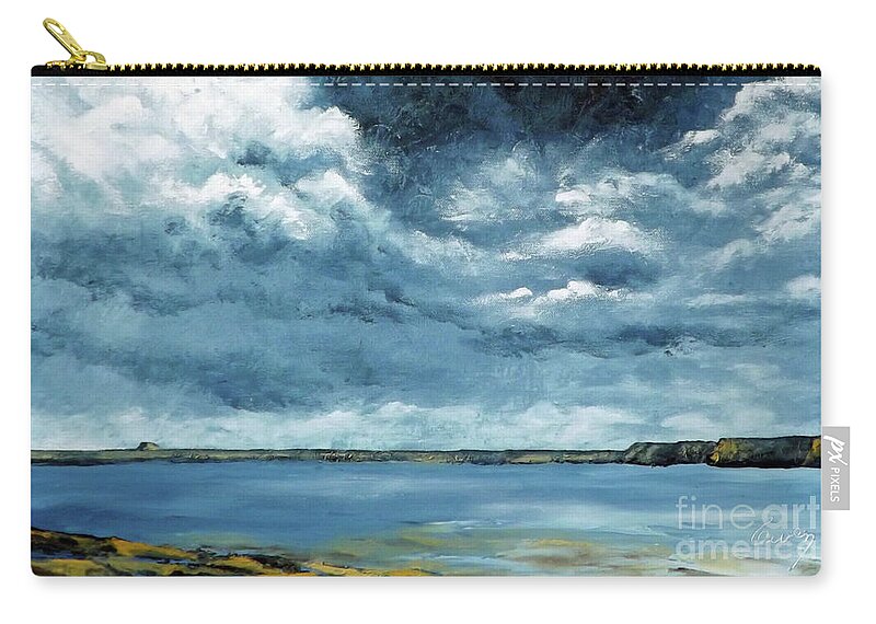 Landscape Zip Pouch featuring the painting Santa Rosa Lake 6 by Carl Owen