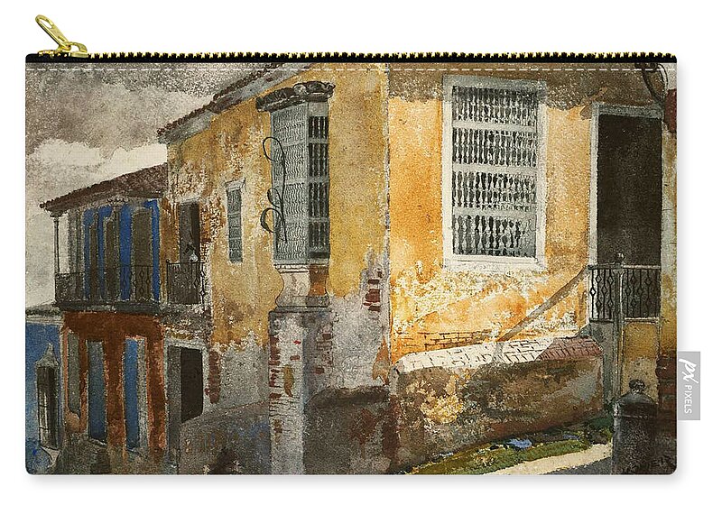Winslow Homer Zip Pouch featuring the painting Santiago de Cuba. Street Scene by Winslow Homer