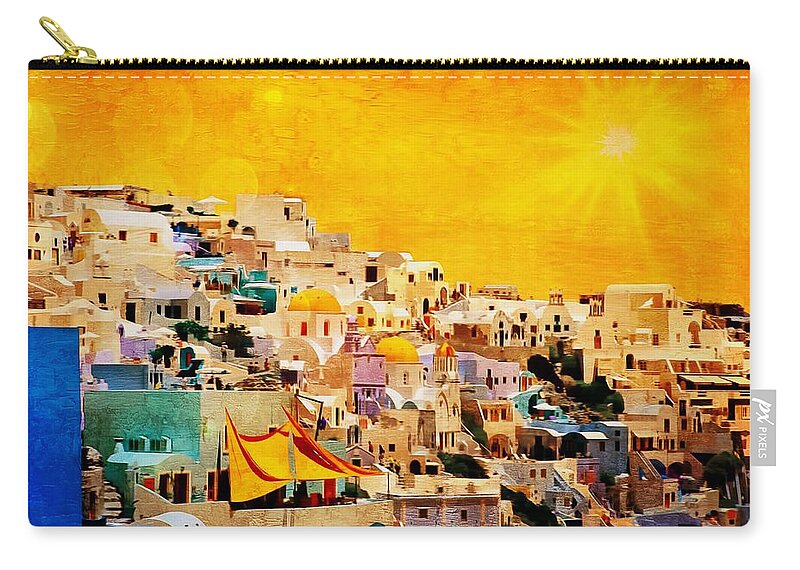 Greece Zip Pouch featuring the photograph Santorini by Jean Francois Gil