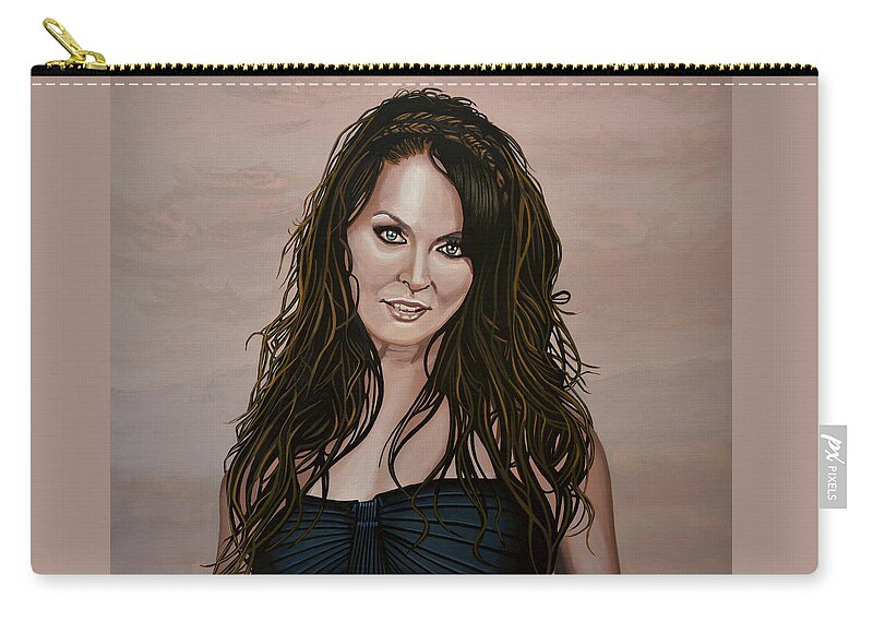 Sarah Brightman Zip Pouch featuring the painting Sarah Brightman by Paul Meijering