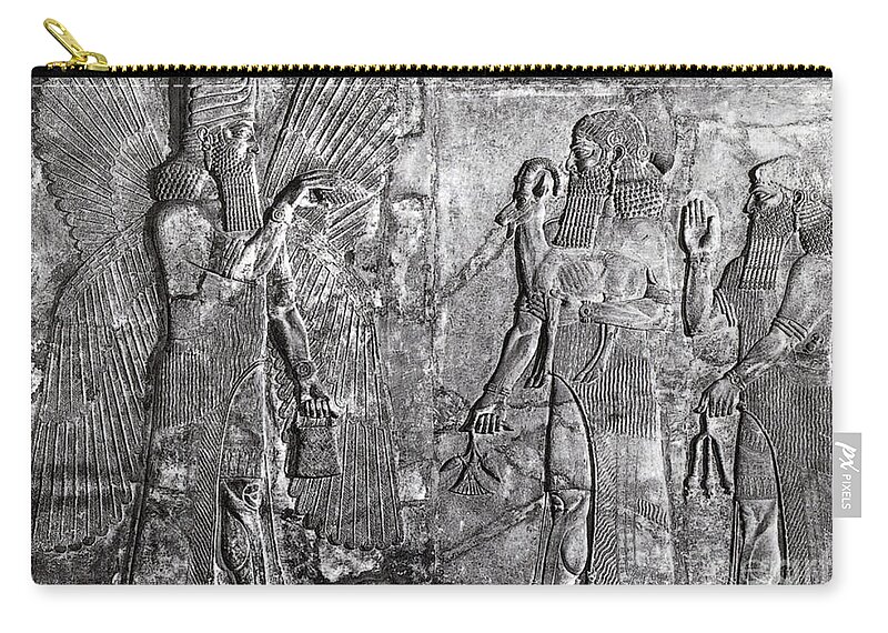 History Zip Pouch featuring the photograph Sargon II Presents Goat To Ahura Mazda by Science Source