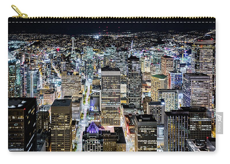Seattle Zip Pouch featuring the photograph Seattle lights by Mihai Andritoiu