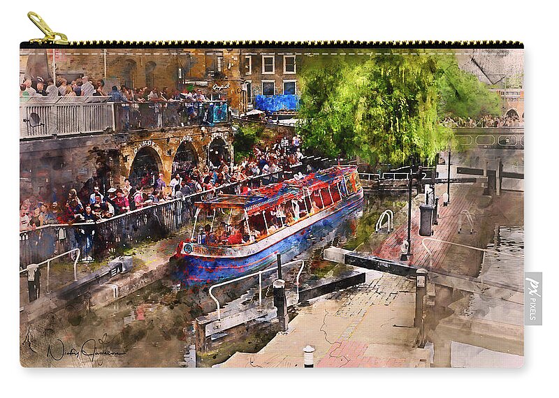 Canvas-print Zip Pouch featuring the digital art Saturday Afternoon at Camden Lock by Nicky Jameson