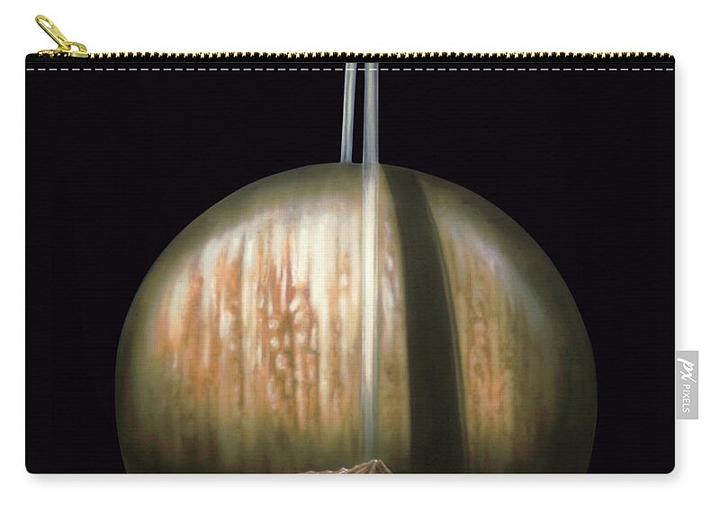 Space Zip Pouch featuring the painting Saturn Rising by Wayne Pruse