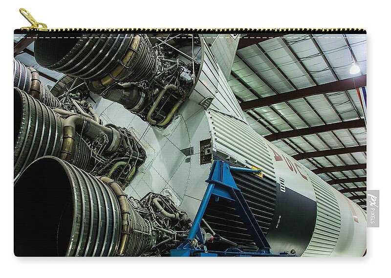 Saturn V Zip Pouch featuring the digital art Saturn V by Super Lovely