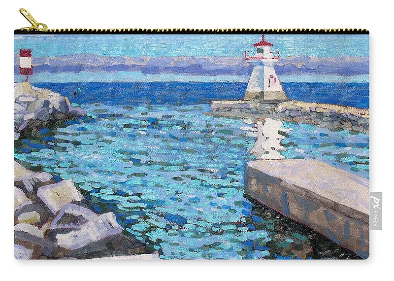 807 Zip Pouch featuring the painting Saugeen Range Light by Phil Chadwick