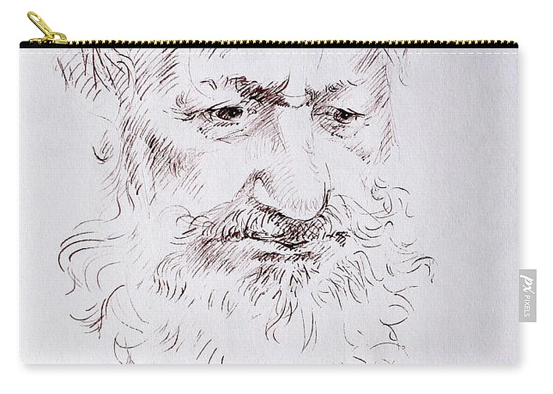 Portrait Zip Pouch featuring the drawing Savelii by Vladimir Zhikhartsev