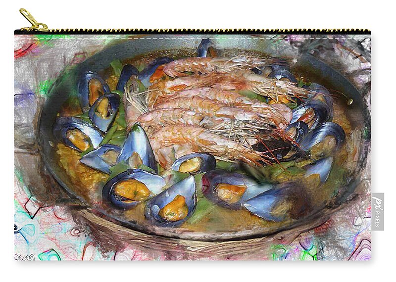 Paella Zip Pouch featuring the photograph Savory Seafood Paella by Dee Flouton
