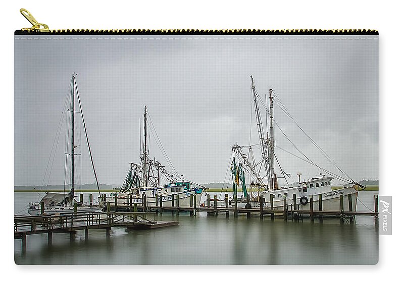Sea Zip Pouch featuring the photograph SC Shrimping by John Kirkland