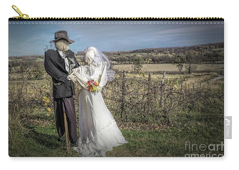 Missouri Zip Pouch featuring the photograph Scarecrow Wedding by Lynn Sprowl