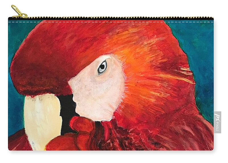 Scarlet Macaw Zip Pouch featuring the painting Scarlet Macaw by Susan Kayler