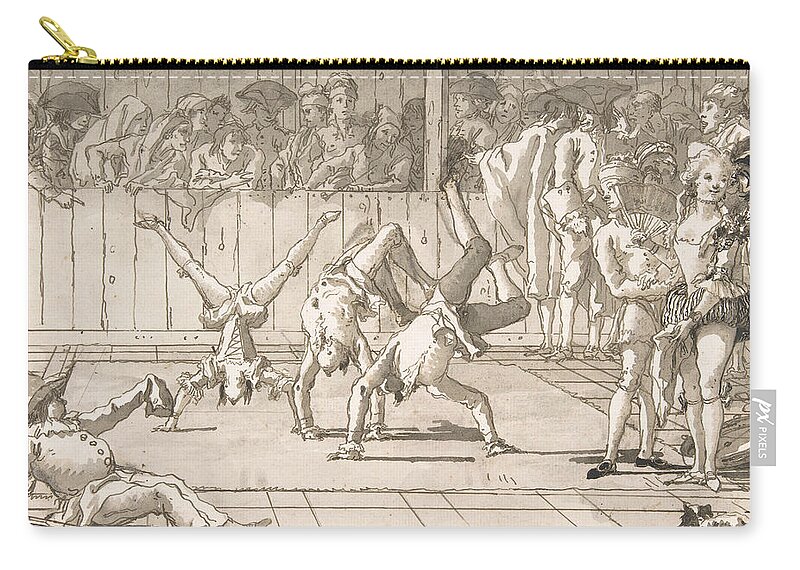 18th Century Art Zip Pouch featuring the drawing Scene of Contemporary Life - The Acrobats by Giovanni Domenico Tiepolo