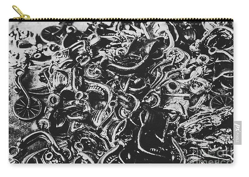 Biker Zip Pouch featuring the photograph Scooter mechanics abstract by Jorgo Photography