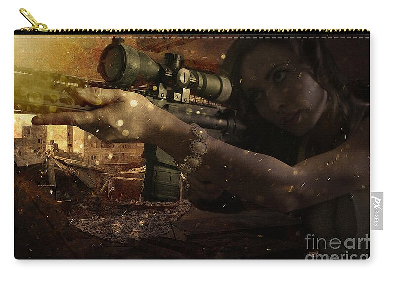 Ar15 Zip Pouch featuring the photograph Scopped by David Bazabal Studios