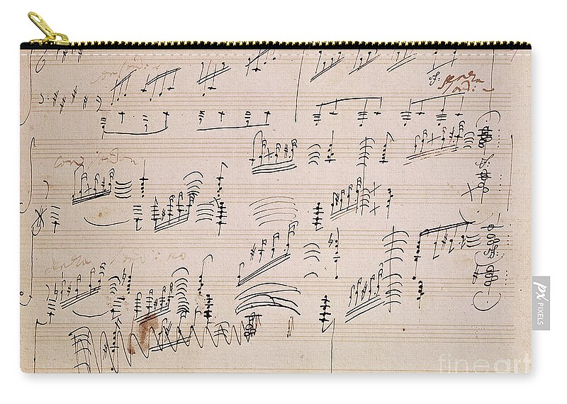 Score Carry-all Pouch featuring the drawing Score sheet of Moonlight Sonata by Ludwig van Beethoven