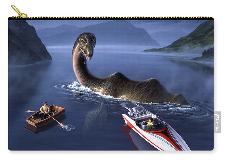 Loch Ness Monster Zip Pouch featuring the painting Scottish Cuisine by Jerry LoFaro