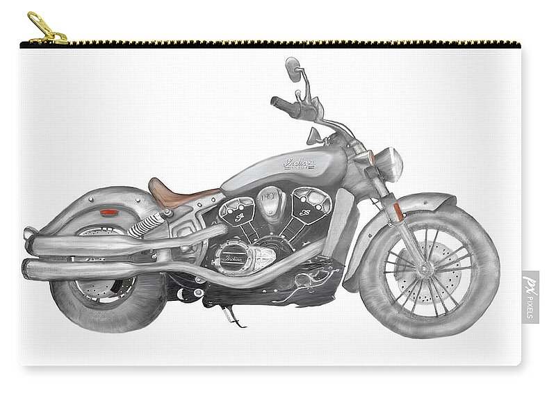 Indian Motorcycle Zip Pouch featuring the drawing Scout 2015 by Terry Frederick