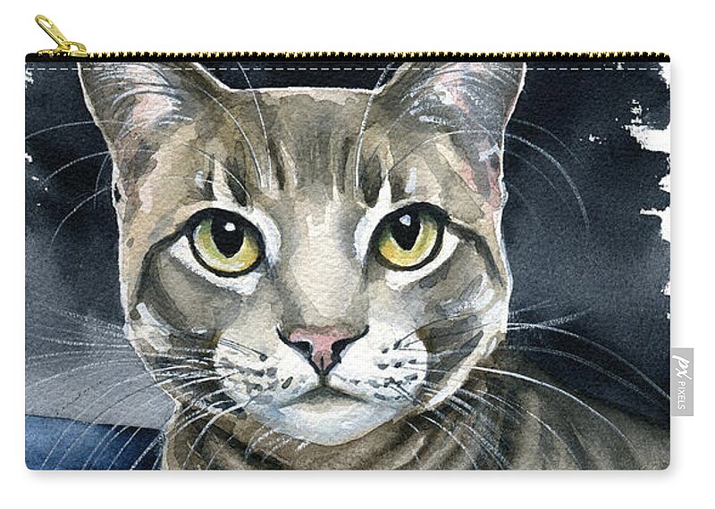 Cat Zip Pouch featuring the painting Scout - Cat Portrait by Dora Hathazi Mendes