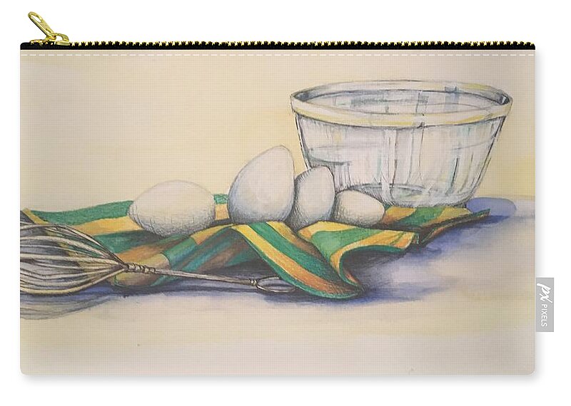  Egg Zip Pouch featuring the painting Scrambled by Mastiff Studios